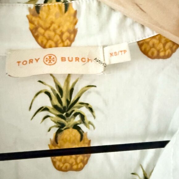 Tory Burch Mira Cotton Beach Shirt in Pineapple Print - Size XS - Picture 4 of 11